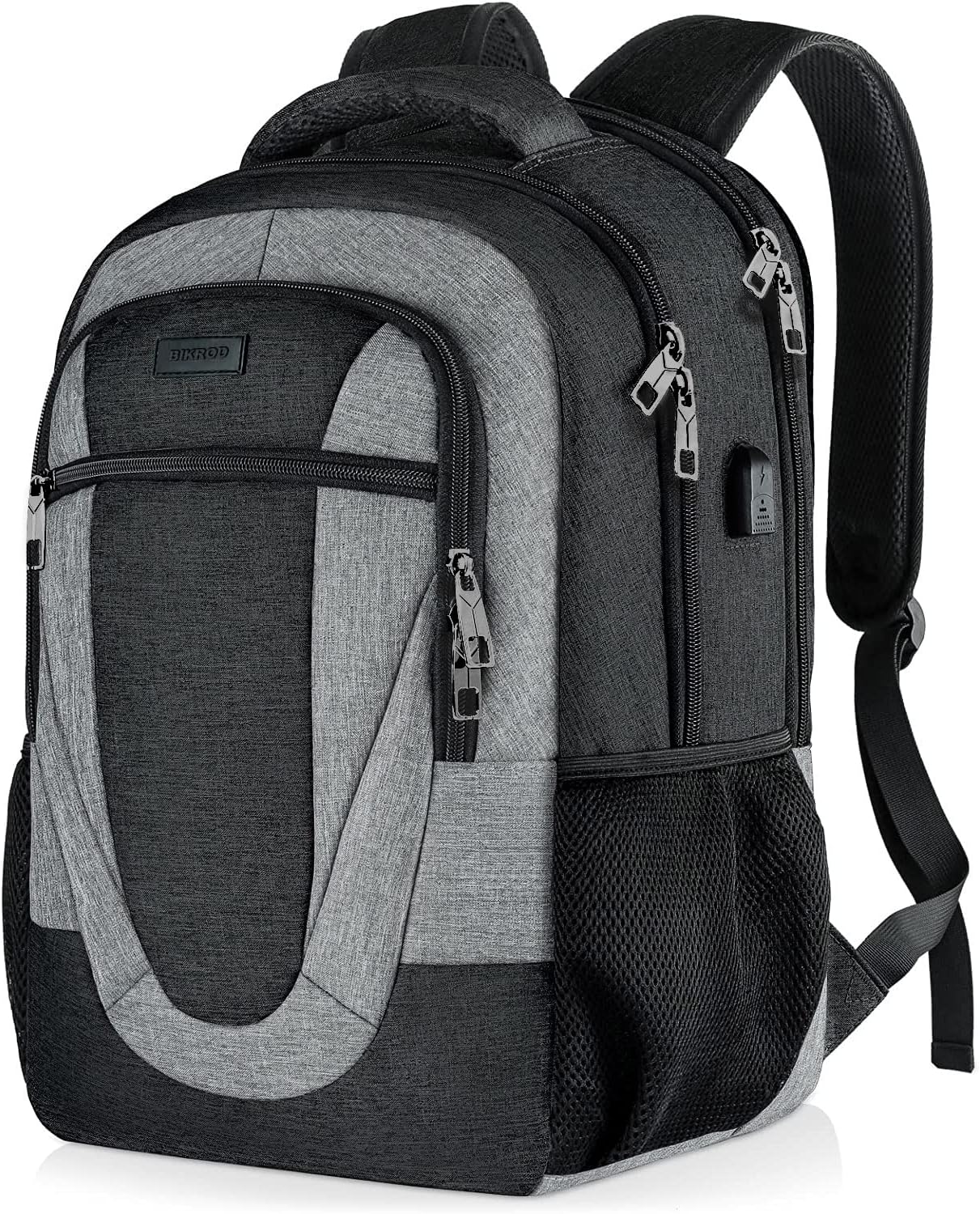 BIKROD Travel Laptop Backpack Men, School Backpacks for College Teen Boys Water Resistant Back Pack, Business Anti Theft Slim Sturdy Computer Bag Gifts Fits 15.6 Inch Laptop with USB Charging Port