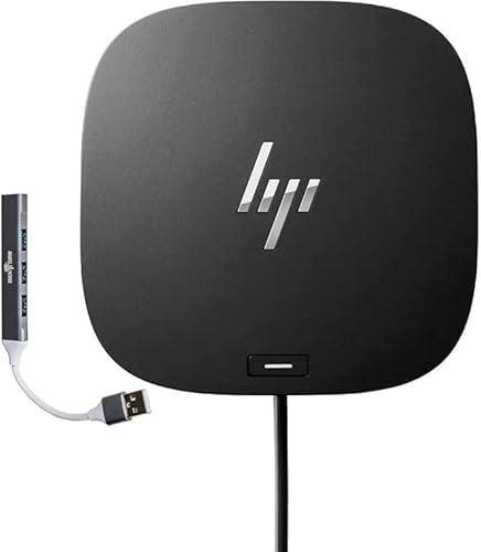 HP USB-C Essential Dock G5 Bundle with Docztorm USB Hub (8 in 1 Adapter for USB-C and Thunderbolt-Enabled Laptops, Notebooks and PCs - Single Cable for Charging, Networking, or Data Transfers), Black