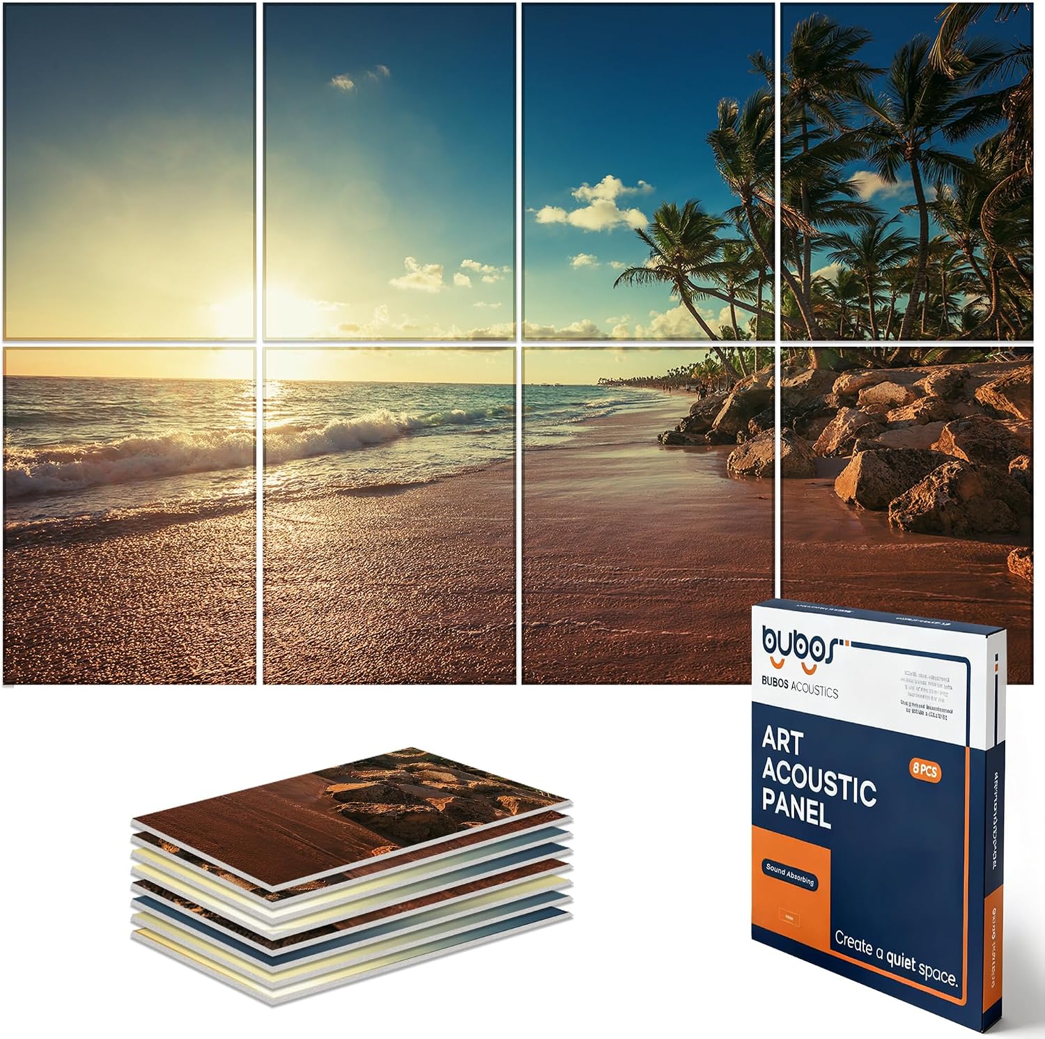 BUBOS 8 Pack Art Acoustic Panels (Beach02)