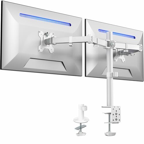 VIVO Dual Monitor Desk Mount, Heavy Duty Fully Adjustable Stand, Fits 2 LCD LED Screens up to 32 inches, White, STAND-V032W