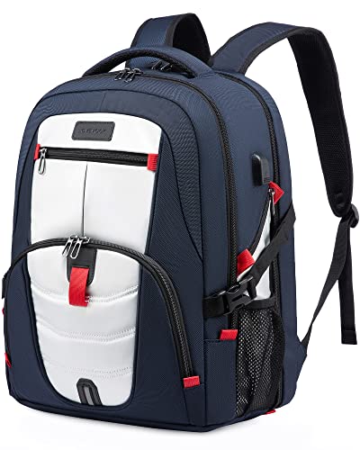 LOVEVOOK 17 inch Blue&White Travel Laptop Backpack