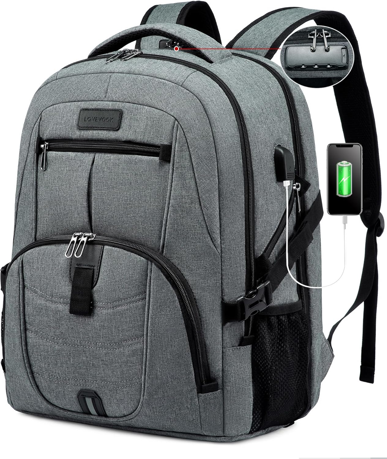 LOVEVOOK 17" DarkGrey Travel Backpack