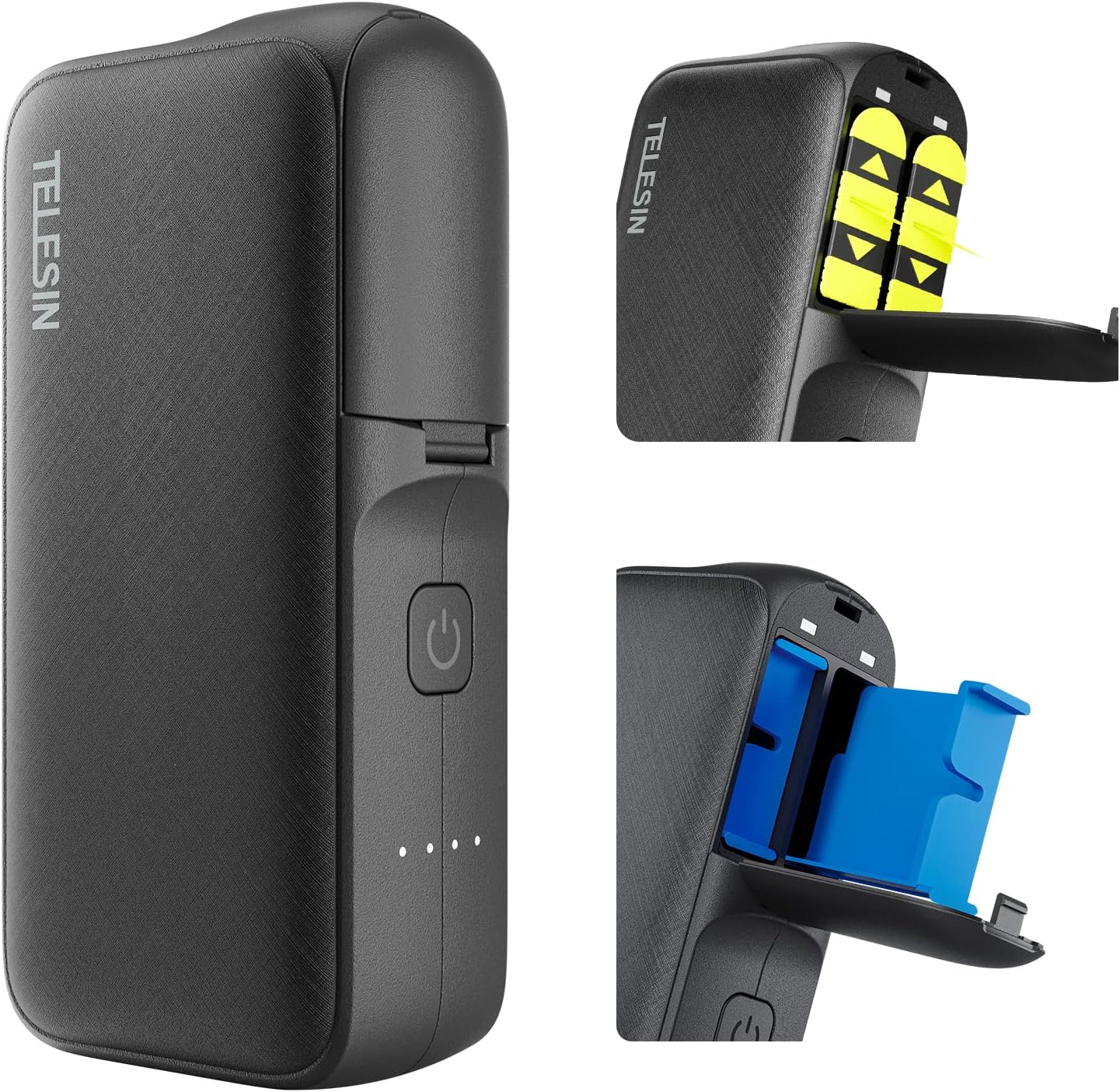 TELESIN Wireless Charging Case for Gopro 12, Dual Slot Storage Battery Charger Power Bank(10000mAh) for Gopro, Fully Compatible for Gopro Hero 11, Hero 10, Hero9/8/7/6/5 Battery