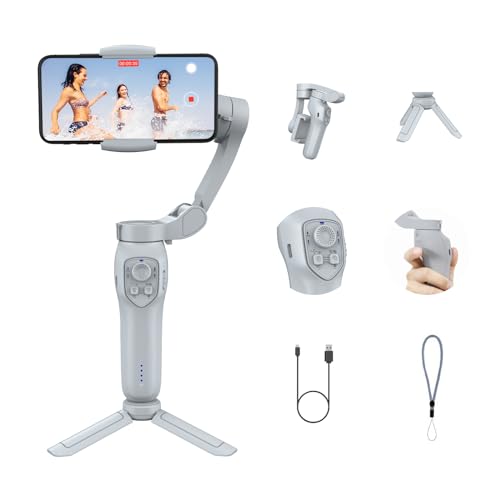 Gimbal stabilizer for Smartphone,3-Axis Phone Gimbal for Android & iPhone 14 Pro Max,Phone Stabilizer for Video Recording with Face/Object Tracking,Vlogging Kit,Portable-JCROBOT iSleeky L7C Pro...