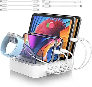 USB C Charger, MSTJRY 90W 3 USB-C and 2 USB Charging Station for Multiple Devices Apple iPad, iPhone 14 13 12 11 X 8 Series Android Galaxy Note 20 S21 S22 Tablet