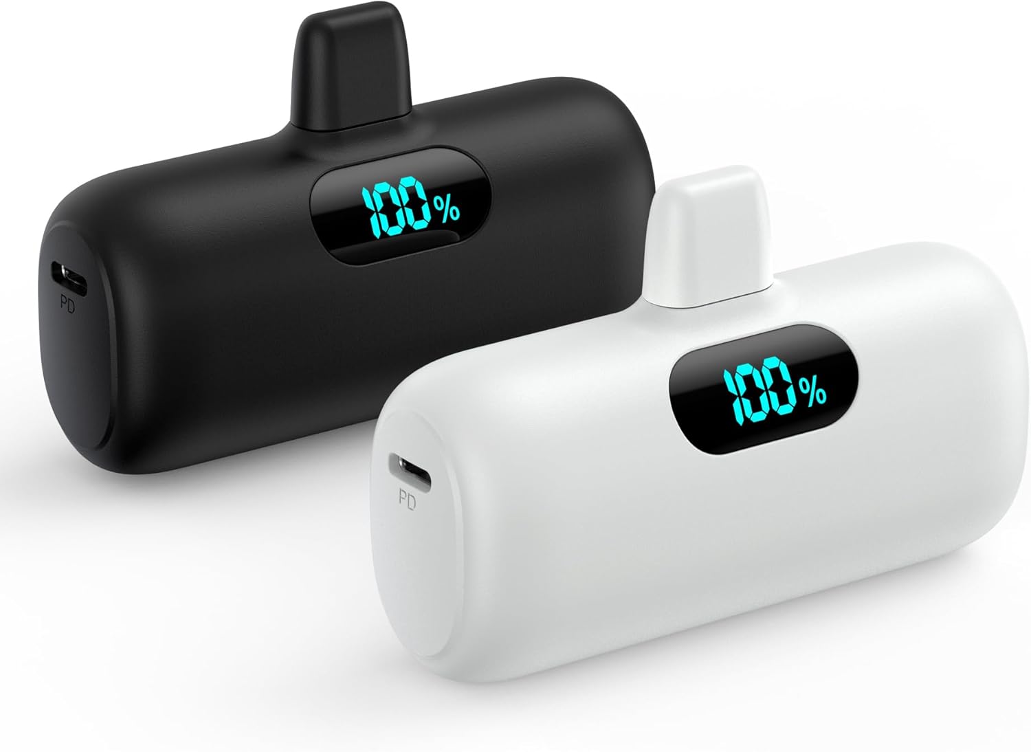 [2 Pack] Mini Portable Charger 5000mAh for iPhone 14,Ultra-Compact 15W PD Fast Charging Power Bank,LCD Display Cute Battery Pack Backup Charger for iPhone 14/14 Pro Max/13/13 Pro/12/XR/8/7/6 etc