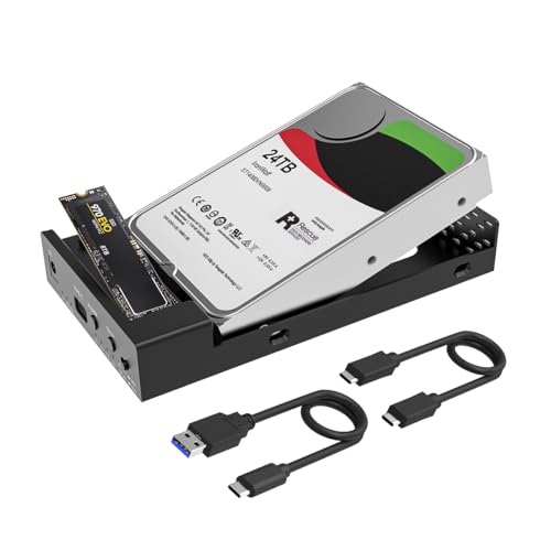 MAIWO USB C M.2 NVMe SSD Enclosure to 3.5'' 2.5'' SATA Enclosure with Offline Clone, USB 3.2 GEN 2 10Gbps Dual Bay External Hard Drive Enclosure Duplicator Standalone Cloner