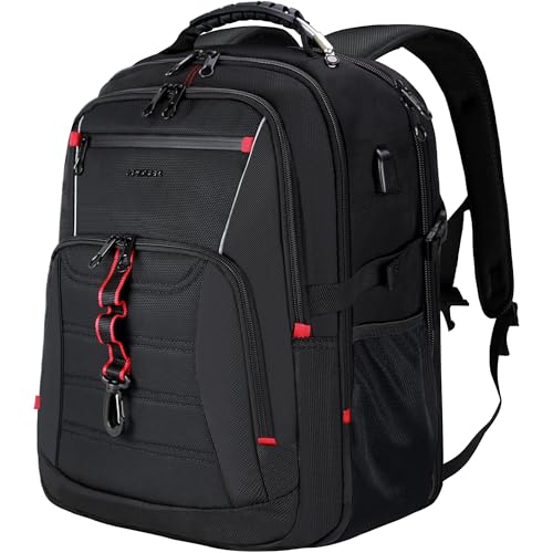 KROSER Travel Laptop Backpack 17.3 inch XL Computer Backpack Stylish College Backpack with RFID Pockets USB Charging Port REFLECTIVE STRIPS Water-Repellent Daypack for Business/Men