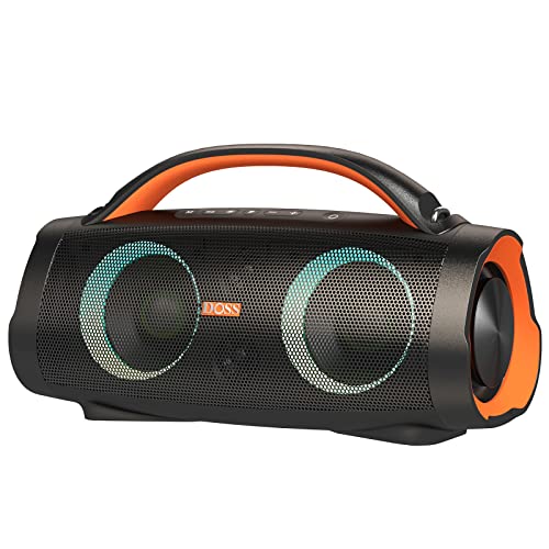 DOSS Extreme Boom Pro Bluetooth Speaker with 100W Stereo Sound, Rich Bass, IPX6 Waterproof, 20H Playtime, Power Bank, Mixed Color Light, Portable for Outdoor, Camping, Beach, Work, Travel, - Orange