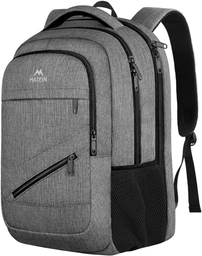 MATEIN 18 Inch Extra Large Laptop Backpack, 50 L Travel Backpack with Anti Theft Pocket & TSA Laptop Compartment for Men Women, Multiple Pockets Business Computer Carry On, Grey