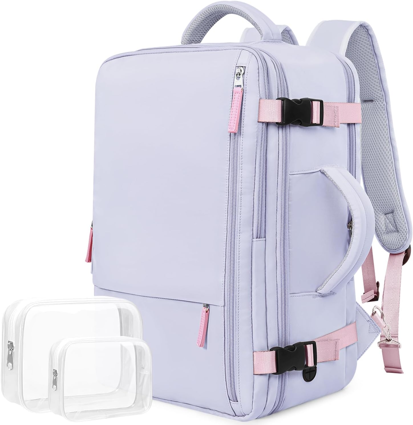 Travel Laptop Backpack Carry On Backpack for Men Women Flight Approved College School Computer Bag for Business Hiking Personal Item Backpack Fits 15.6 Inch Notebook Purple