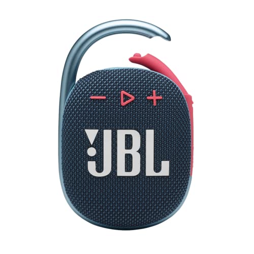 JBL Clip 4, Blue/Coral - Portable Bluetooth 5.1 Speaker - Up to 10 Hours of Play - Waterproof & Dust Resistant - Includes Noise & Echo-Canceling Speakerphone