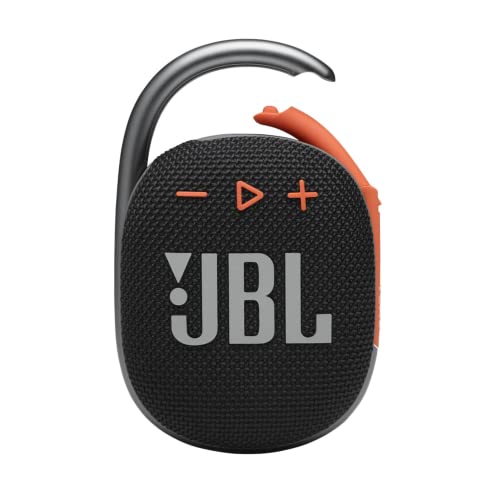 JBL Clip 4, Black/Orange - Portable Bluetooth 5.1 Speaker - Up to 10 Hours of Play - Waterproof & Dust Resistant - Includes Noise & Echo-Canceling Speakerphone