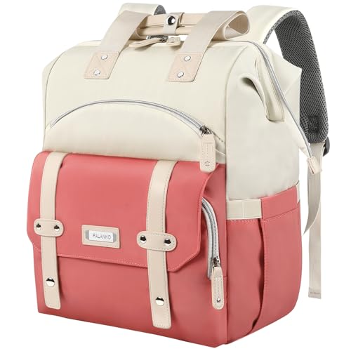 FALANKO Laptop Backpack (White‑Pink)