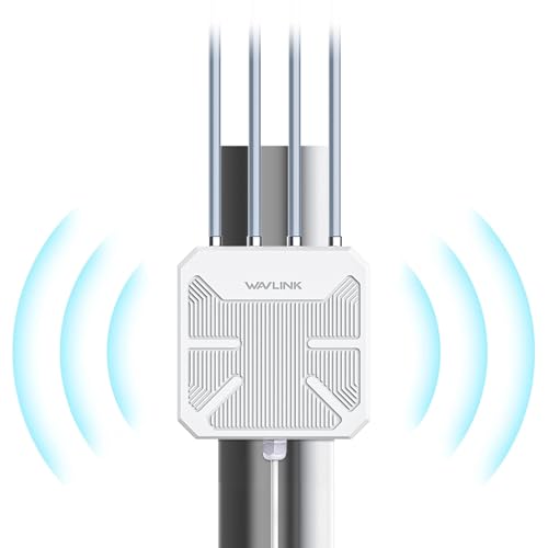WAVLINK AX1800 Outdoor WiFi Extender, Dual Band Outdoor Access Point, Long Range WiFi Extender Signal Booster, IP67 Weatherproof, Active PoE, 4x8dBi Antennas, for Farm, Yard, Campsite, Starlink