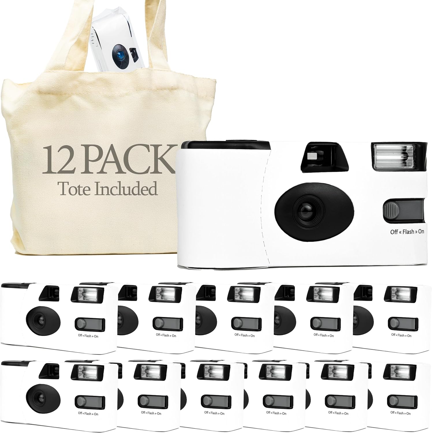 H&H Photo Supply White Disposable Cameras for Wedding (12 Pack) Deluxe Disposable Camera Bulk Set