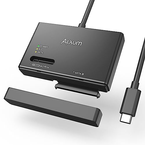 M.2 NVMe SATA HDD Enclosure - USB 3.2 Gen 2 PCle 10Gbps Hard Drive Reader Supports SSD Trim Instructions and UASP Acceleration for Faster Reading and Writing Speeds for M.2 NVMe/SSD/SATA