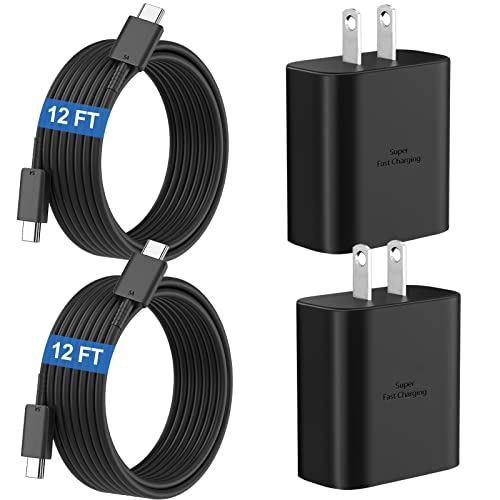 45W Super Fast Charger USB C Android Phone Charger Type C Charger Fast Charging Block with 12FT C Charger Cord for Samsung Galaxy S25/S25 Ultra/S25+/S24 Ultra/S24/S24+/S23/S22/S21/S20/Note20/Note 10