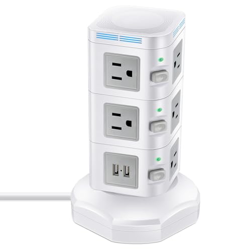 ODOM Power Strip Tower with Wireless Charger
