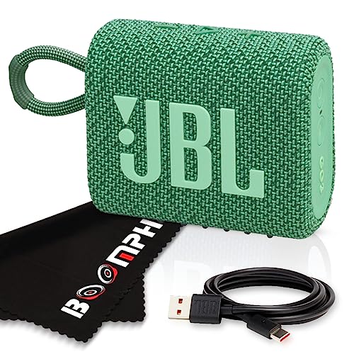 JBL Go 3 Portable Bluetooth Wireless Speaker, IP67 Waterproof and Dustproof Built-in Battery - Eco Green- Boomph's Comprehensive Ultimate Performance Cloth Solution for Your On-The-Go Sound Experience