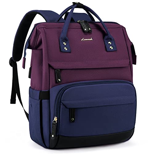 LOVEVOOK Laptop Backpack for Women, 17 Inch Work Business Backpacks Purse With Large Capacity, Waterproof Nurse Bag College Bookbag for School, Waterproof Casual Daypack for Travel