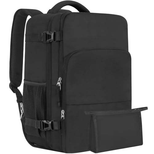 Large Travel Backpack, Carry On Backpack, Personal Item Bag Airline Approved, Lightweight Hiking Backpack, Casual Weekender bag, Laptop Backpack, Black