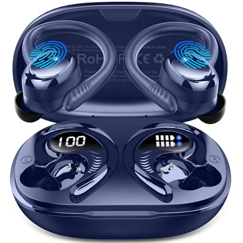 Wireless Earbuds Bluetooth Headphones Sport, Bluetooth 5.3 Earbud 3D HiFi Stereo Over Ear Buds, 48Hrs Earhooks Earphone with Noise Cancelling Mic, IP7 Waterproof Headset for Workout/Running/Gym