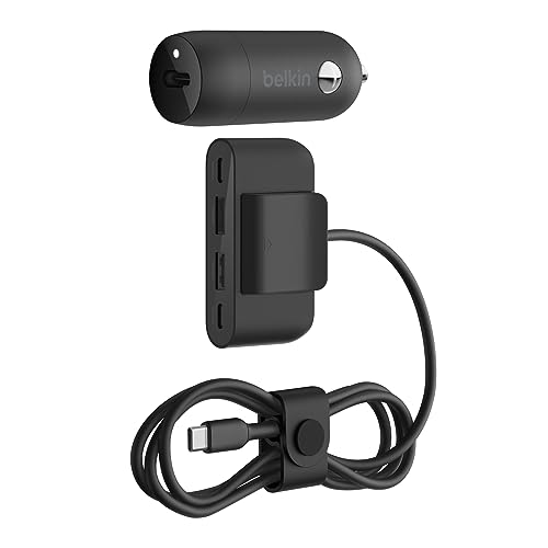 Belkin BoostChargeTM 30W Fast Car Charger, USB-C Power Delivery Port, 4-Port USB Power Extender, Universal Compatibility for iPhone 16, Galaxy S25, Note Series, Nintendo Switch 2 and More - Black