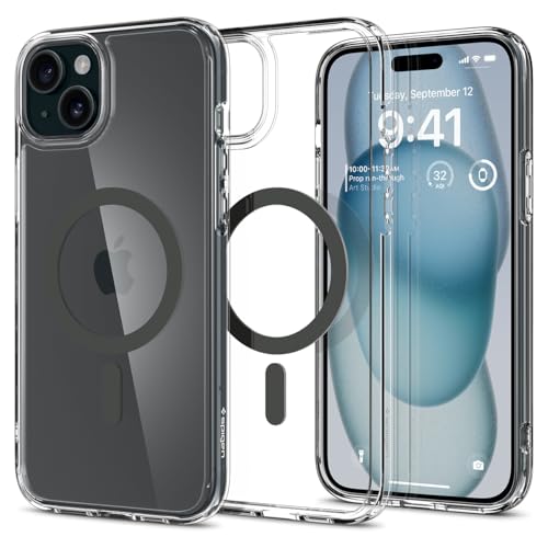 Spigen for iPhone 15 Case, Ultra Hybrid MagFit [Anti-Yellowing] [Compatible with Magsafe] - Clear Graphite