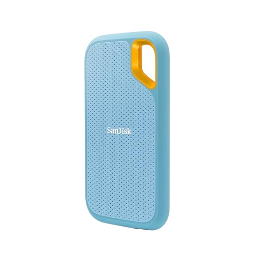 SanDisk 4TB Extreme Portable SSD - Up to 1050MB/s, USB-C, USB 3.2 Gen 2, IP65 Water and dust Resistance, Updated Firmware, Sky Blue - External Solid State Drive - SDSSDE61-4T00-G25B