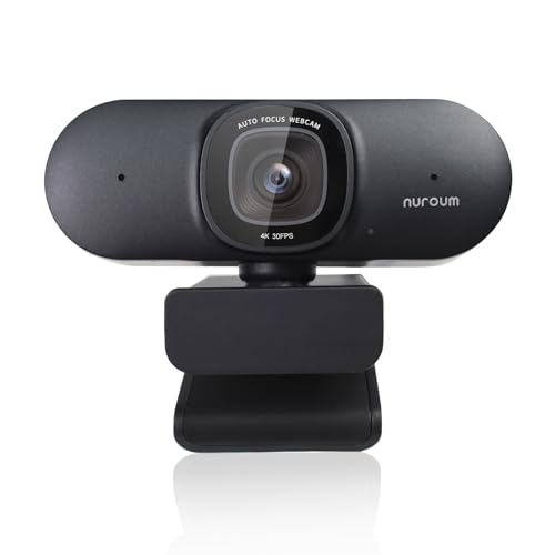 NUROUM V32AF 4K Webcam for PC, Adjustable FOV, Premium CMOS, Autofocus Auto-Framing, Noise Canceling Microphones, USB Plug&Play Web Camera for Desktop/Laptop/Mac, Video Calls w/Zoom/Teams/Google Meet