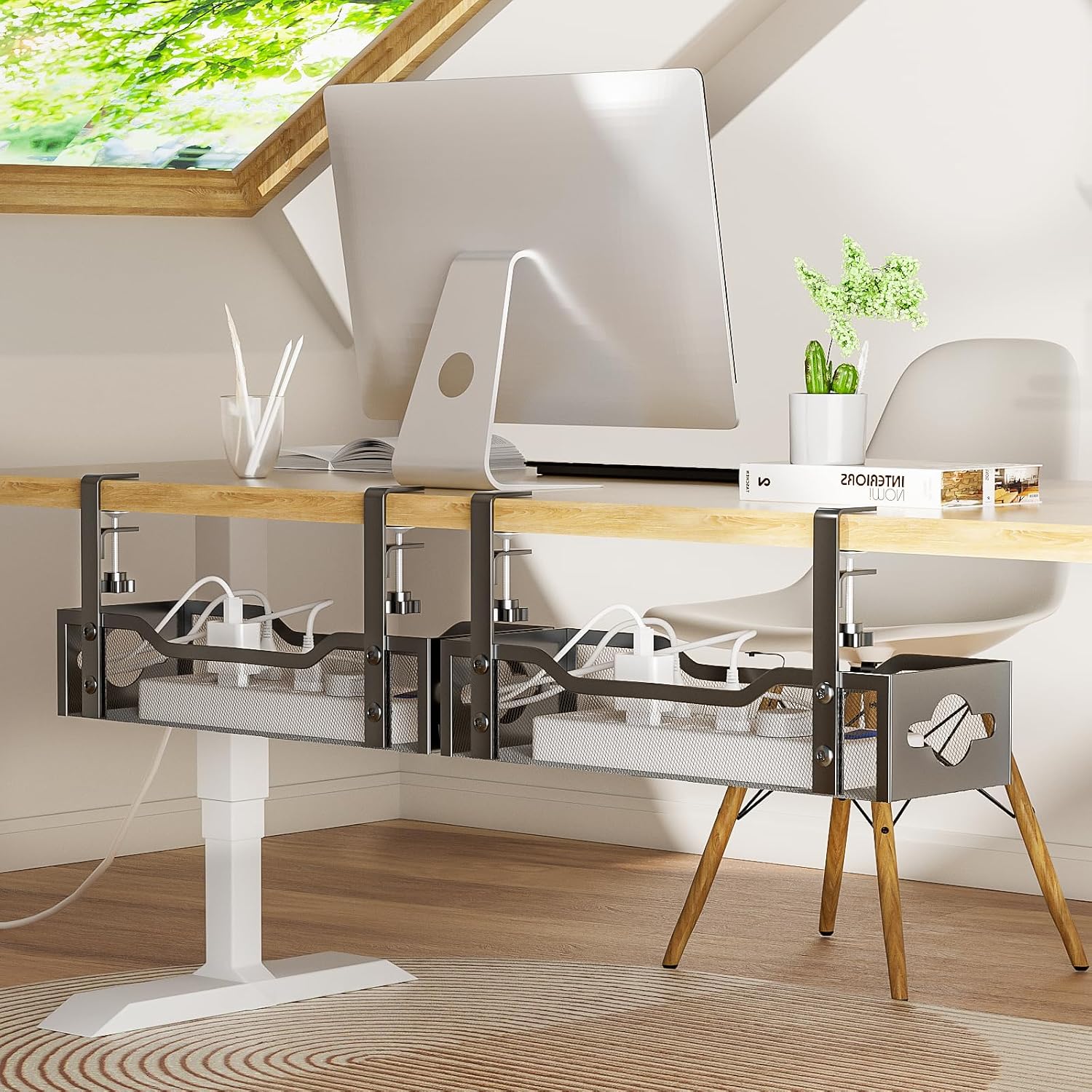 Litwaro Under Desk Cable Management Tray (No-Drill)