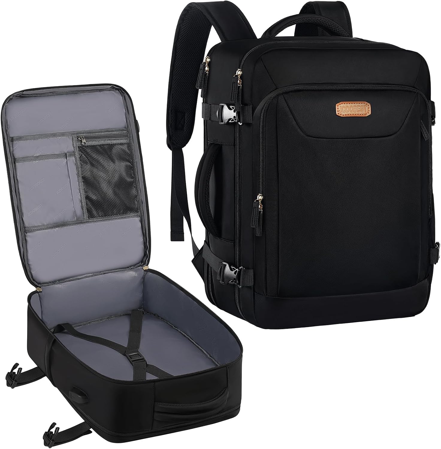 Carry on Backpack, Flight Approved Travel Backpack with USB Charge Port, TSA 15.6 Inch Anti-Theft Laptop Backpack Lightweight Daypack College Weekender Overnight Bag, 16.8*11.4*7inch,Black