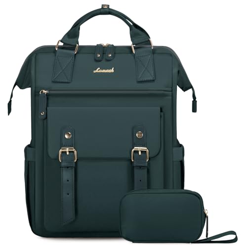 LOVEVOOK Laptop Backpack for Women Work Travel Backpack Purse, Nurse Bags Teacher Doctor Commuter Business Computer Bag, College Backpack Stylish Daypack, 17 Inch, Dark green-dark green
