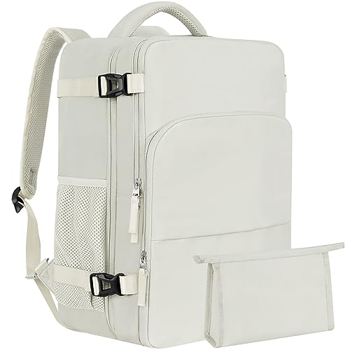 Large Travel Backpack Women, Carry On Backpack, Airplane Approved Personal Item Bag, Lightweight Laptop Backpack, Casual Work Gym College Weekender Bag, Beige