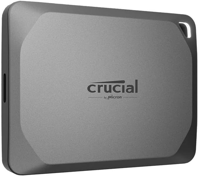 Crucial X9 Pro 2TB Portable SSD, Up to 1050MB/s Read & Write, 3.2 USB-C, External Solid State Drive, Durable Storage for PC & Mac, for Content Creators & Videogaphers, Silver - CT2000X9PROSSD902