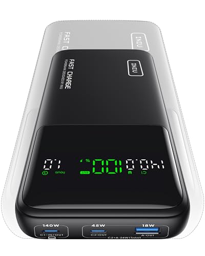 INIU 140W Power Bank, Compact 25000mAh High Capacity Laptop Portable Charger, USB C in&Out Tablet Powerbank, Smart Digital Display Phone Charger for iPhone 17 16, Samsung, iPad, MacBook, Laptop etc.