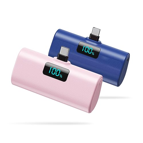 [2-Pack]Portable Charger for iPhone 16/15 Series (Pink+Blue)