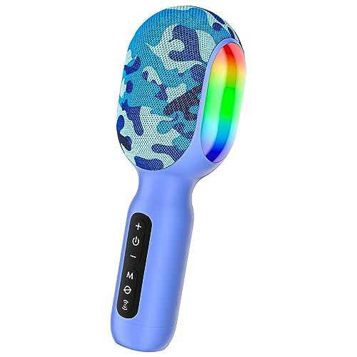 StageSound Karaoke Microphone, Wireless Bluetooth Microphone with Dynamic LED Lights, 5-in-1 Portable Handheld Mic Speaker Machine for Singing Home Party Toys Birthday Gift for Kids Adults Boys Girls