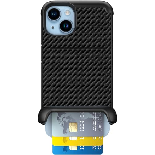 Scooch for iPhone 14 Case with Card Holder, Wingmate Wallet Case with Hidden Card Slot and RFID Protection for up to 4 Cards, 10-Foot Drop Protection, Carbon Fiber
