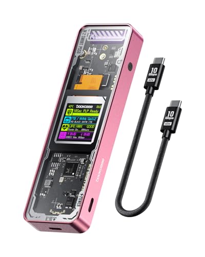 DOCKCASE Explorer Edition M.2 NVMe SSD Enclosure,Support 10s PLP Prevents Write Data Loss,USB 3.2 Gen 2 Type-C (10 Gbps), fits NVMe PCIe,Size 2230/2242/2260/2280,Support M-Key B+M Key UASP