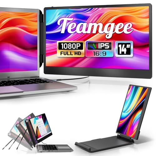 Teamgee 14 Laptop Screen Extender, S1 Dual FHD IPS Portable Monitor for 1317 Laptops, USB-C/HDMI Plug & Play, Compatible with Windows, macOS & Android, Perfect for Hybrid Work & Travel