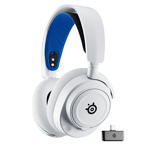 SteelSeries Arctis Nova 7P Wireless Multi-Platform Gaming Headset  Neodymium Magnetic Drivers  2.4GHz + Bluetooth  38Hr USB-C Battery  Gen2 AI Mic  PlayStation, PC, Switch, VR, Mobile - White