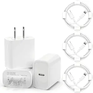 3 Pack iPhone 14 13 Fast Charger [Apple MFi Certified], 20W PD USB C Wall Charger Adapter with 3 Pack 6FT Type C to Lightning Cable Compatible with iPhone 14/13/13 Pro/12/12 Mini/Pro/Pro Max and More