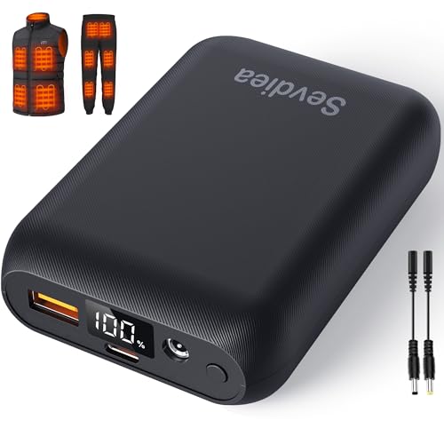 Heated Vest Battery Pack 7.4V 16000mAh Compatible with ORORO and Venustas, Battery Pack for Heated Vest with LED Display, Rechargeable Power Bank with DC/USB/Type-C Output for Heated Jackets