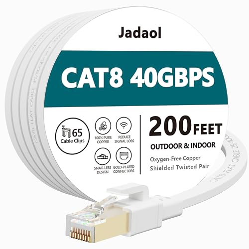 Jadaol Cat8 Flat Ethernet Cable, 200ft