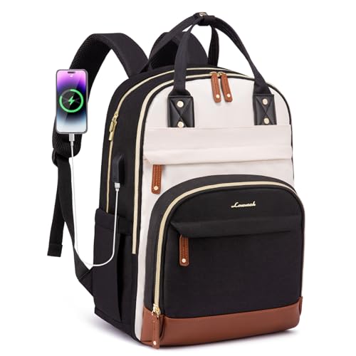 LOVEVOOK 18.4" Laptop Backpack (Beige-Black-Brown)