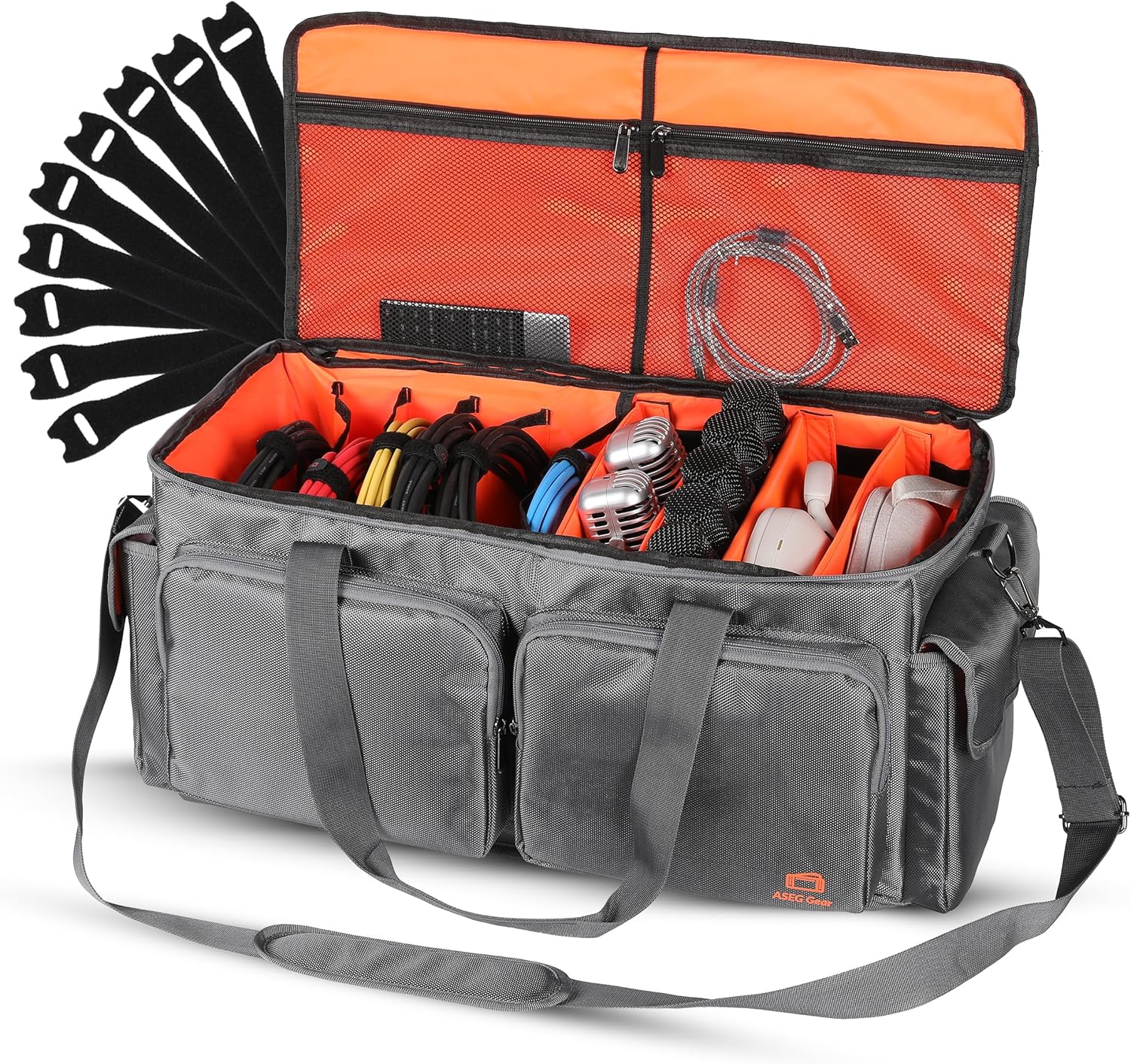 Heavy Duty - DJ Cable Bag Organizer with Detachable Dividers  Travel Gig Bag  Case for Equipment - Music Equipment & Accessories - Heavy Duty Exterior & Padded Nylon Interior