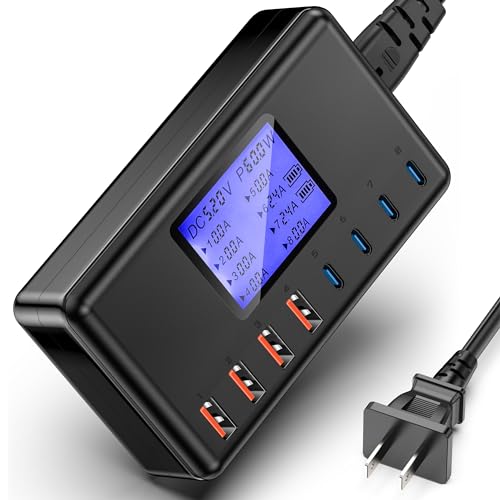 152W Charging Station, 8-Port Desktop USB-C & USB-A Charger Hub, 20W 4xUSB-C & 18W 4xUSB-A, Compatible With iPhone 15/14/13 Pro/Max, iPad, Samsung Galaxy Note S23
