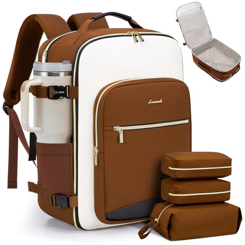 LOVEVOOK 40L Travel Backpack for Women & Men, Airline Approved Carry On Luggage with 3 Packing Cubes, TSA Overnight Bags, Waterproof Personal Item Bag, Weekender Essentials Backpacks fits 17" Laptop